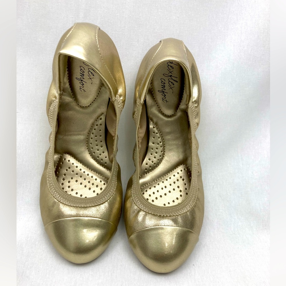 Gold ballet flats — never worn!